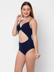 Esha Lal Swimwear solid dark blue monokini swimsuit for women