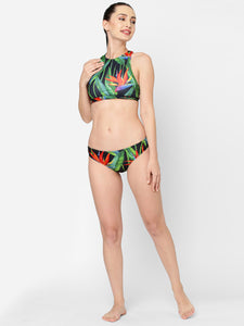 Esha Lal Swimwear two piece bikini set in a birds of paradise print