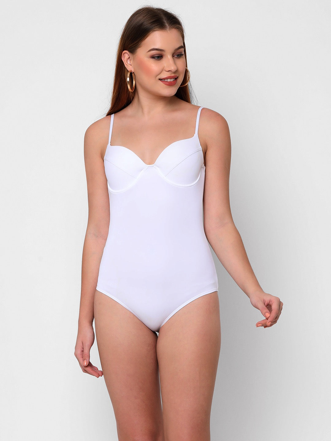 Esha Lal Swimwear solid white women's one piece swimsuit